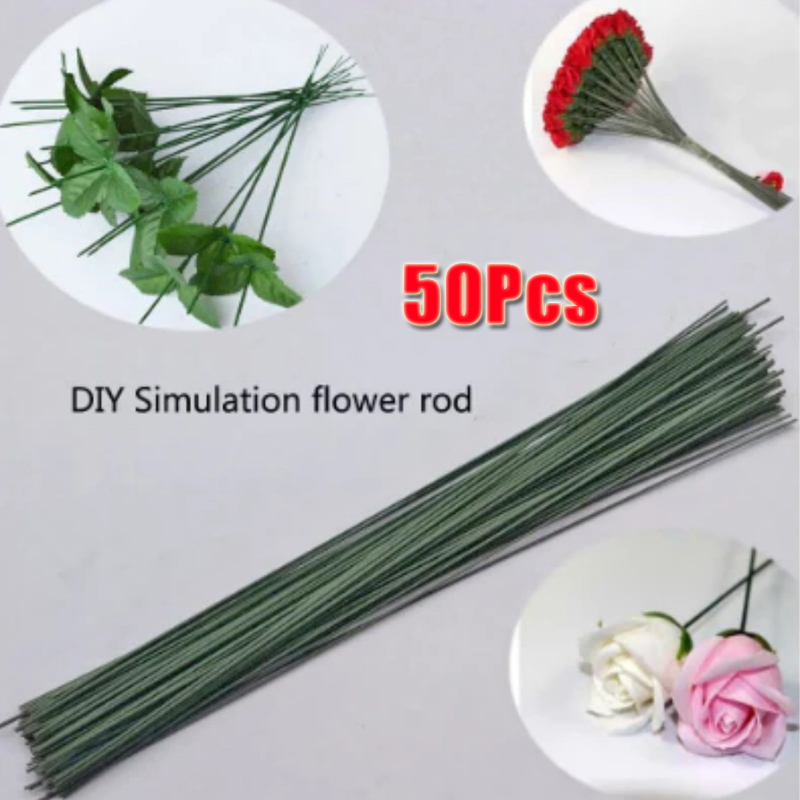 Wire Stem Florist - 50 Buah Batang Kawat Bunga Hijau