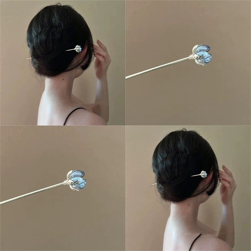 Florist Supplies - Jepit Rambut Bunga Biru, Aksesori Rambut