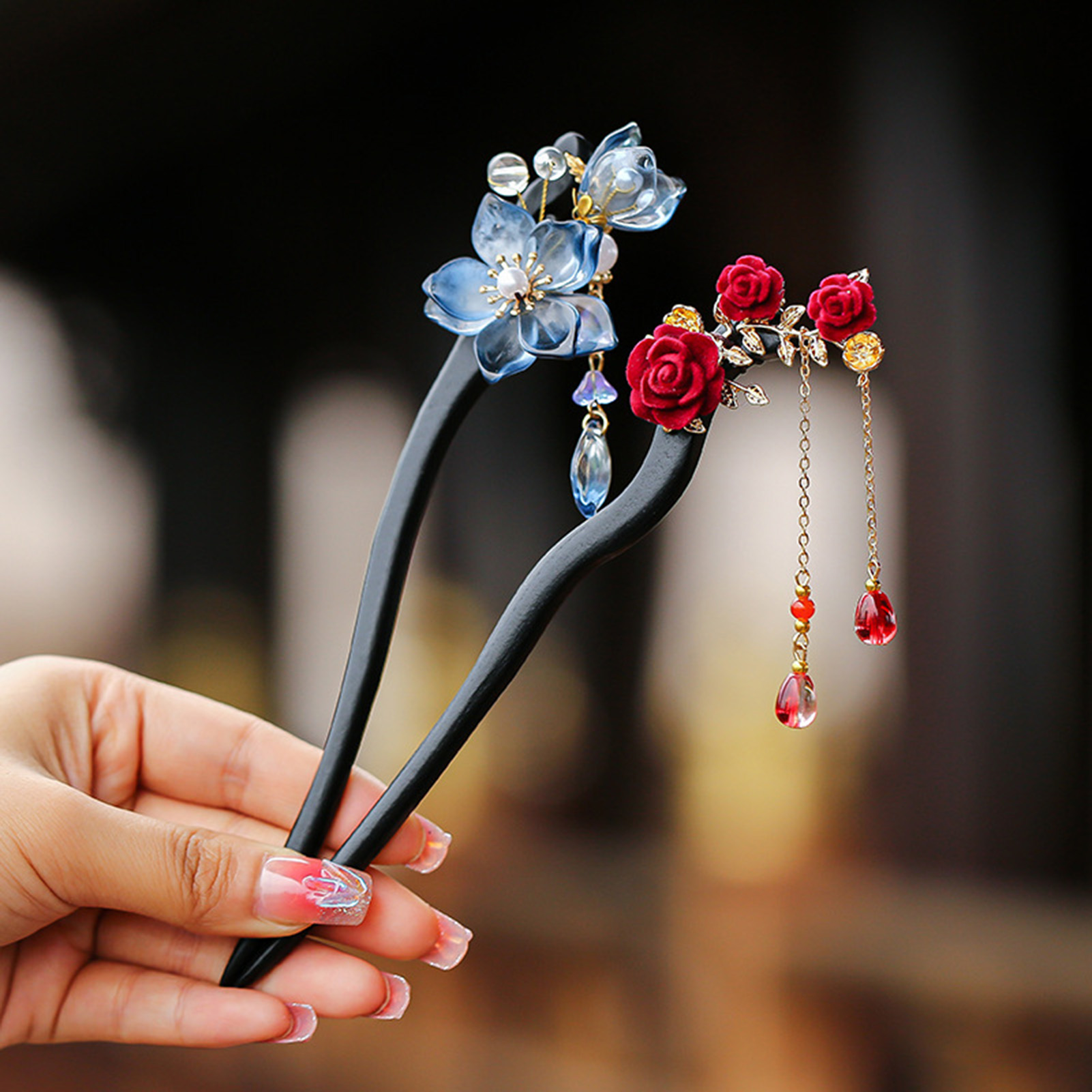Florist Supplies - Jepit Rambut Rumbai Bunga Gaya Cina