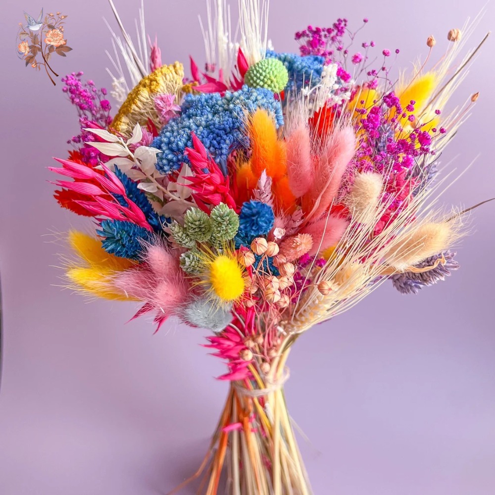 Dried Flower Bunch - Buket Bunga Pengantin Kering Berwarna-warni untuk