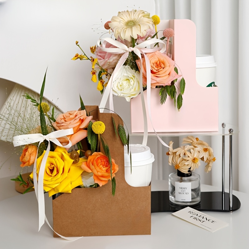 Flower Wrap Kraft - 12 Buah Tas Hadiah Bunga Kraft