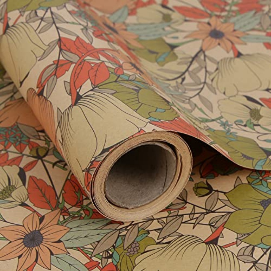 Flower Wrap Kraft - Kertas Kado Bunga Kraft, Kertas Pembungkus