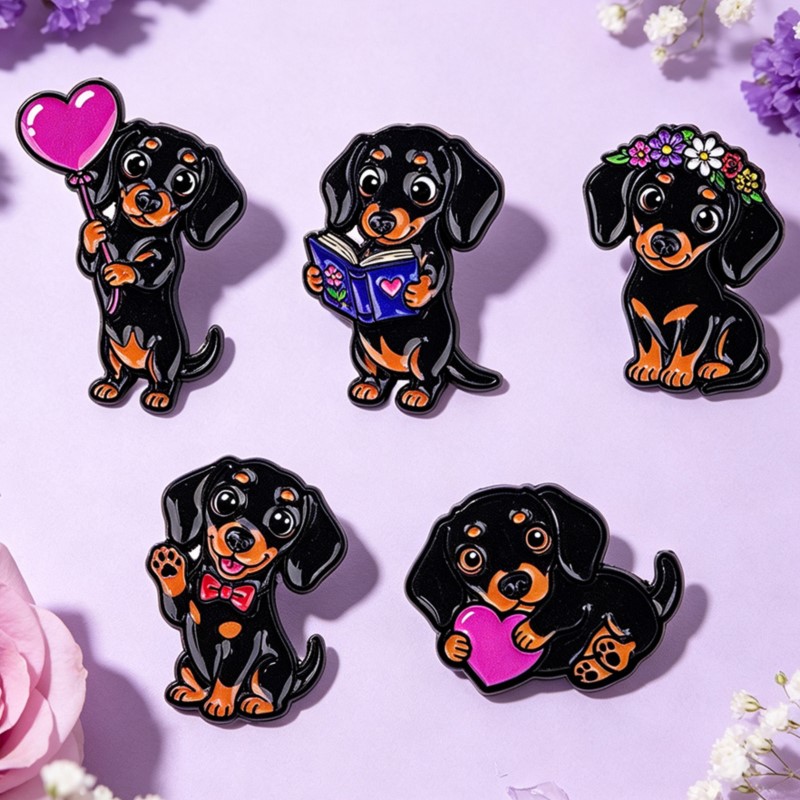 5pcs Set Pin Enamel Dachshund  - Florist Supplies ulasan dan harga