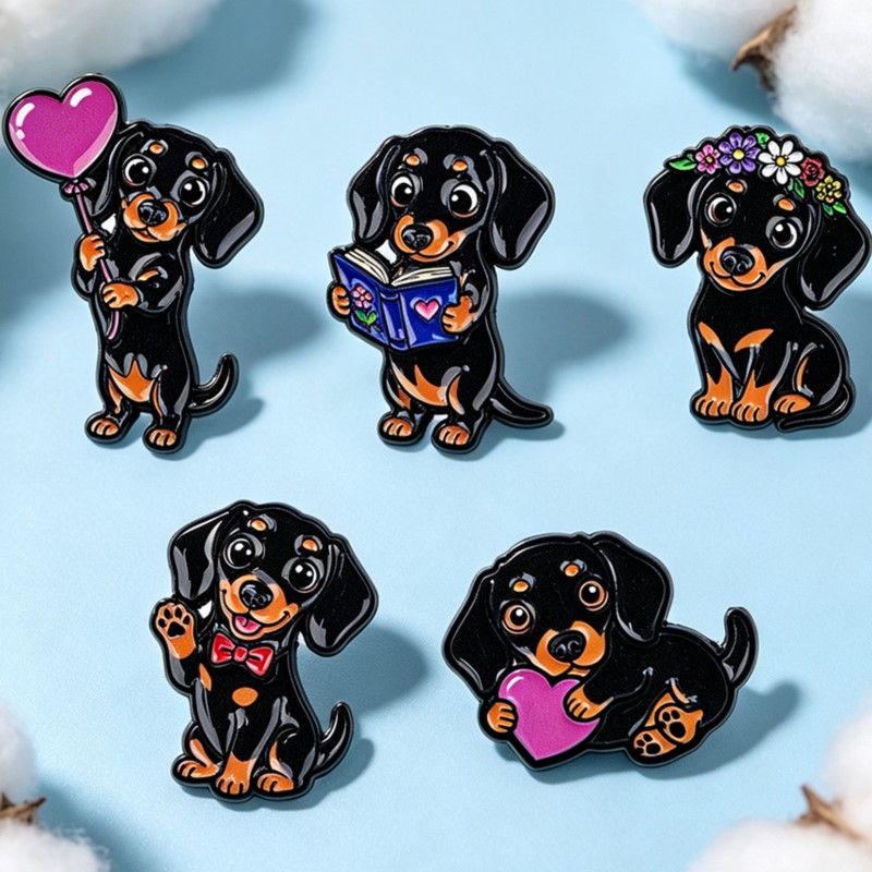 5pcs Set Pin Enamel Dachshund  - Florist Supplies ulasan dan harga