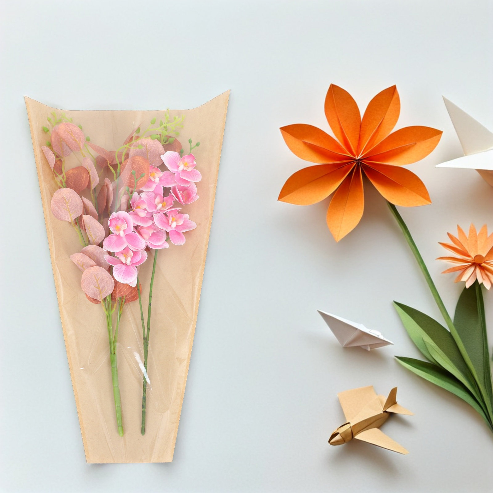 50Pcs Kantong Kemasan Bunga Kr - Flower Wrap Kraft ulasan dan harga