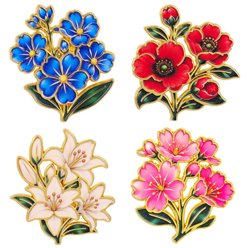 Pin Enamel Bunga Vintage Warna - Florist Supplies ulasan dan harga