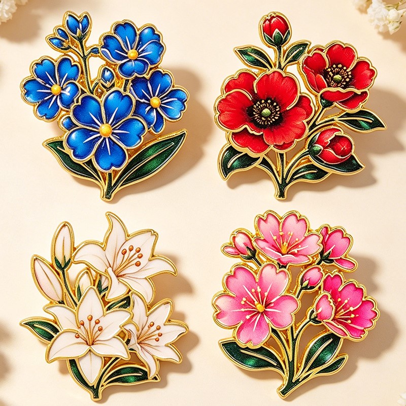 Pin Enamel Bunga Vintage Warna - Florist Supplies ulasan dan harga
