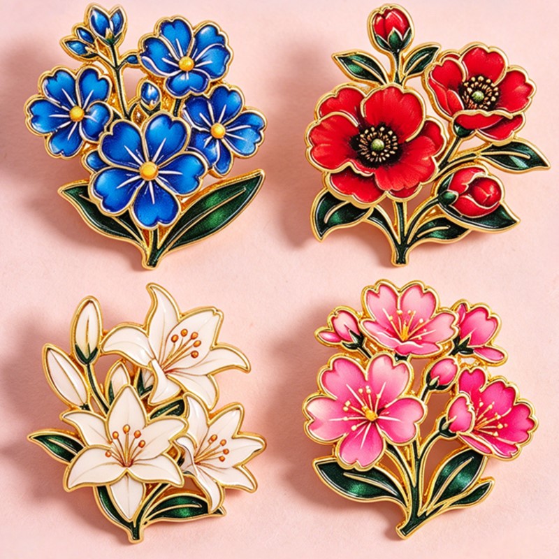 Pin Enamel Bunga Vintage Warna - Florist Supplies ulasan dan harga