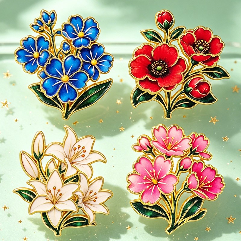 Pin Enamel Bunga Vintage Warna - Florist Supplies ulasan dan harga